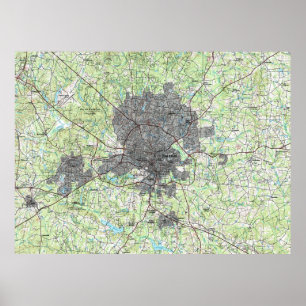 Raleigh North Carolina Karte (1990) Poster