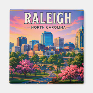 🌳 Raleigh North Carolina Skyline Ansichten Magnet