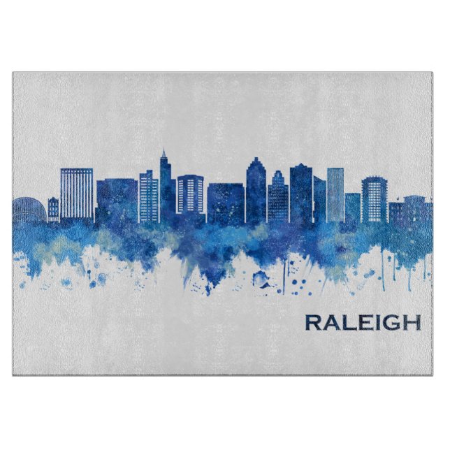 Raleigh North Carolina Skyline Blue Schneidebrett (Vorderseite)