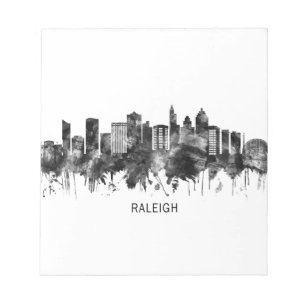 Raleigh North Carolina Skyline BW Notizblock