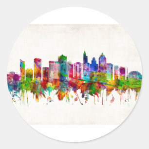 Raleigh North Carolina Skyline Runder Aufkleber