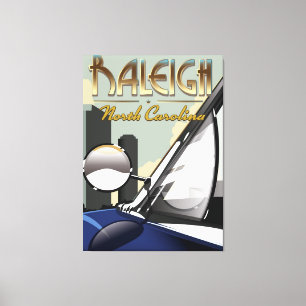 Raleigh North Carolina Vintage-Automobilplakat Leinwanddruck