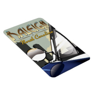 Raleigh North Carolina Vintage-Automobilplakat Magnet