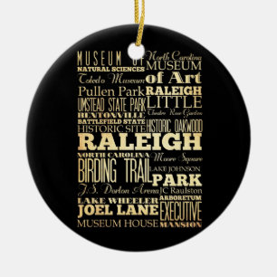 Raleigh-Stadt der Nord-CarolinaStaats-Typografie Keramik Ornament