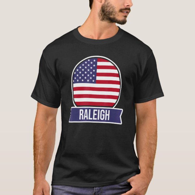 Raleigh USA amerikanischer Ortsname US Flaggen Des T-Shirt (Vorderseite)