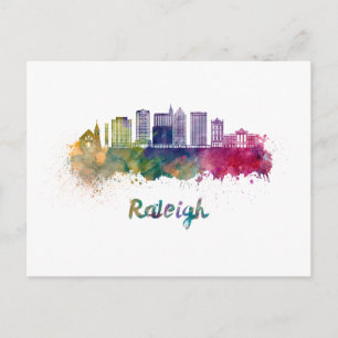 Raleigh V2 Skyline in Aquarell Postkarte