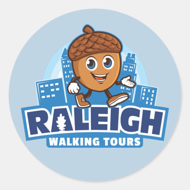 Raleigh Walking Tours Niedlich Acorn Runder Aufkleber (Vorderseite)