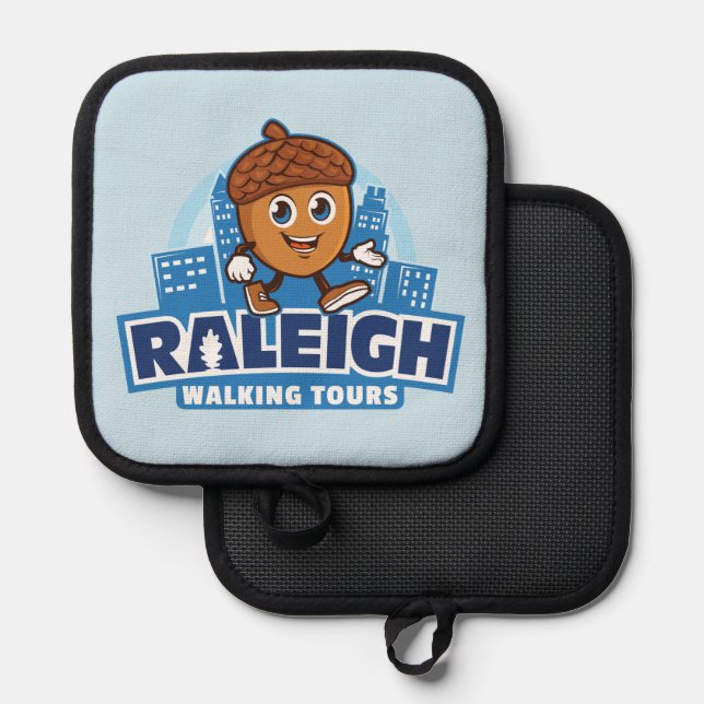 Raleigh Walking Tours Niedliches Acorn Logo Topflappen (Vorderseite/Rückseite)