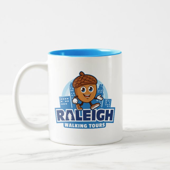 Raleigh Walking Tours Niedliches Acorn Logo Zweifarbige Tasse (Links)