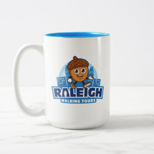 Raleigh Walking Tours Niedliches Acorn Logo Zweifarbige Tasse