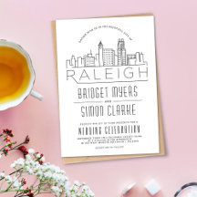 Raleigh Wedding | Stilisierte Skyline-Einladung