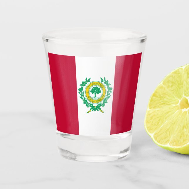 Raleigher Stadtflagge Schnapsglas (Vorderseite)