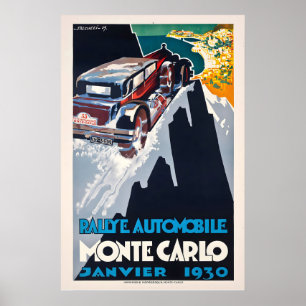 Rallye Automobile Monte Carlo Januar930 Vintage Poster