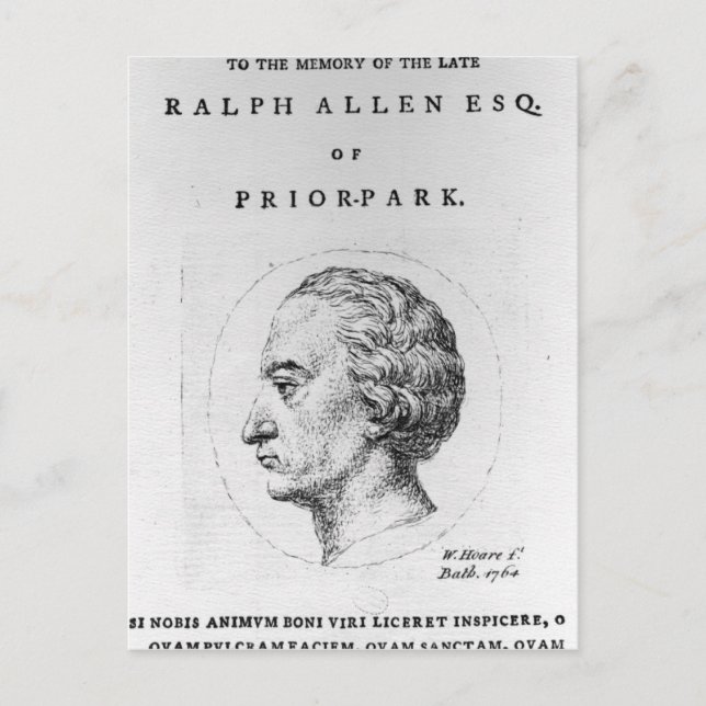 Ralph Allen, 1764 Postkarte (Vorderseite)