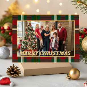 Ralph Lauren Tartan Karo Familien-Weihnachtsfoto Feiertagskarte