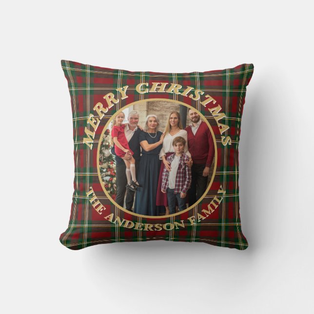 Ralph Lauren Tartan Plaid Family Photo Christmas Kissen (Vorderseite)