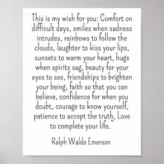 Ralph Waldo Emerson Zitat - das ist mein Wunsch Poster
