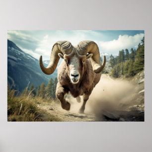Ram Animal Nature Majestic Wilderness Poster