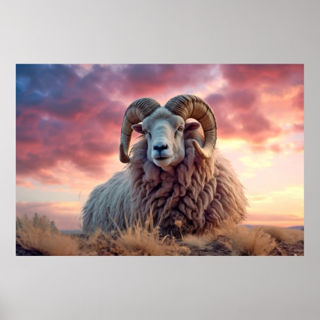 Ram Animal Nature Majestic Wilderness Poster (Vorne)
