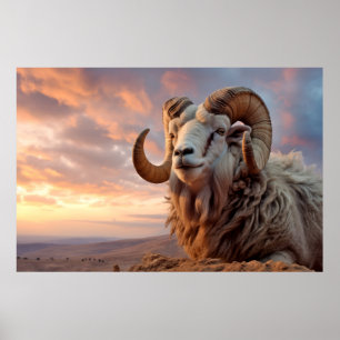 Ram Animal Nature Majestic Wilderness Poster