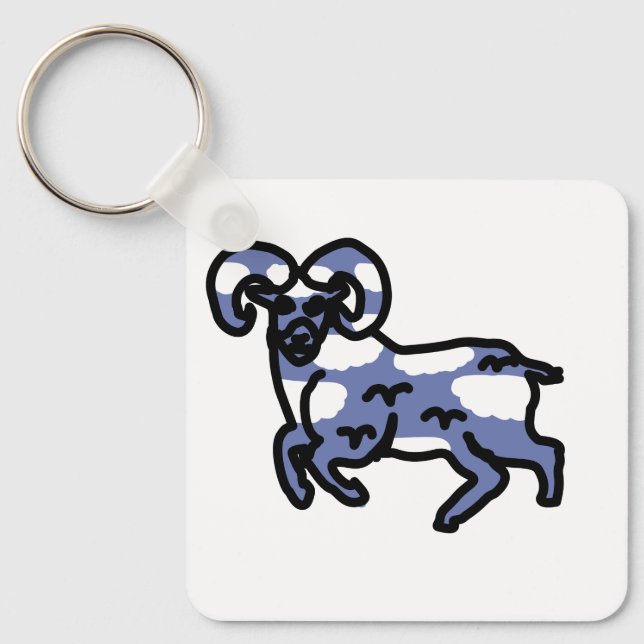 Ram Aries Keychain – Minimal Zodiac Animal  Schlüsselanhänger (Vorderseite)