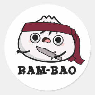 Ram-bao Funny Soldier Dimsun Pun Runder Aufkleber