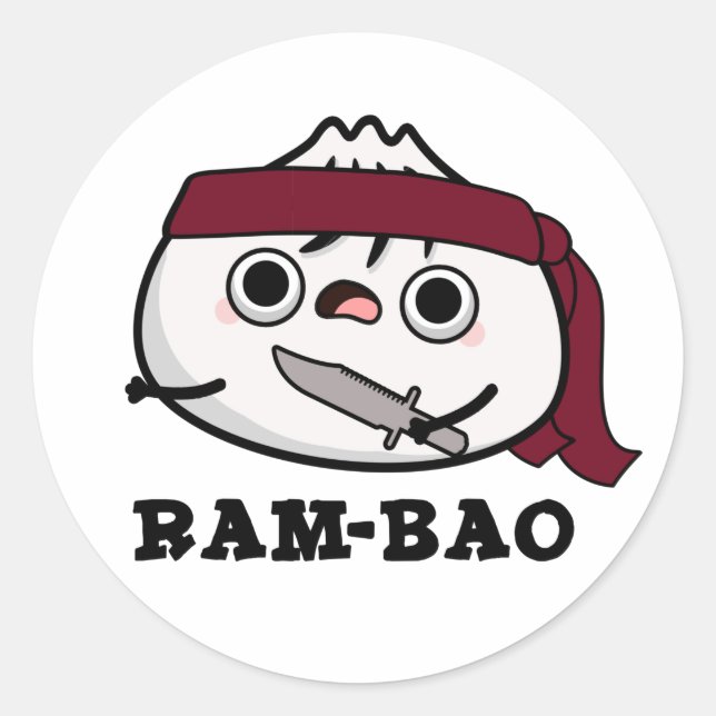 Ram-bao Funny Soldier Dimsun Pun Runder Aufkleber (Vorderseite)