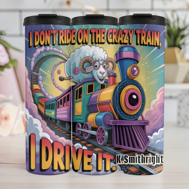 Ram Driving the Crazy Train Thermosbecher (Von Creator hochgeladen)