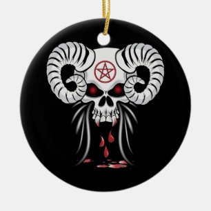 Ram Horned Skull Keramik Ornament