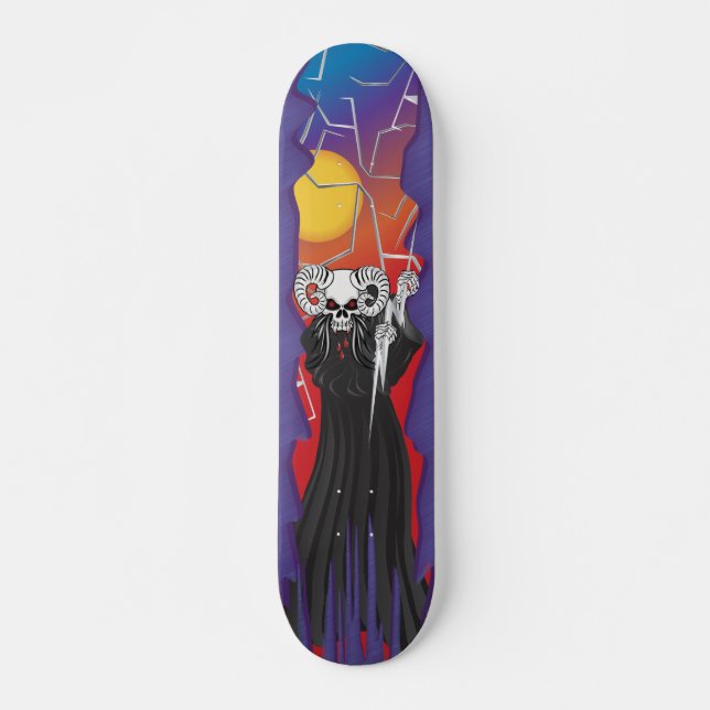 Ram Horned Skull Skateboard (Vorne)