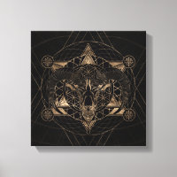 Ram in Sacred Geometry - Schwarz und Gold