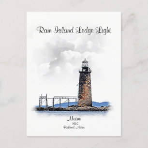 Ram Island Ledge Light-Michigan Postkarte