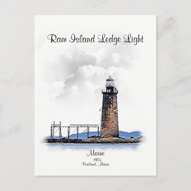 Ram Island Ledge Light-Michigan Postkarte (Vorderseite)
