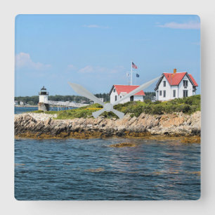 Ram Island Lighthouse, Maine Square Wall Clock Quadratische Wanduhr