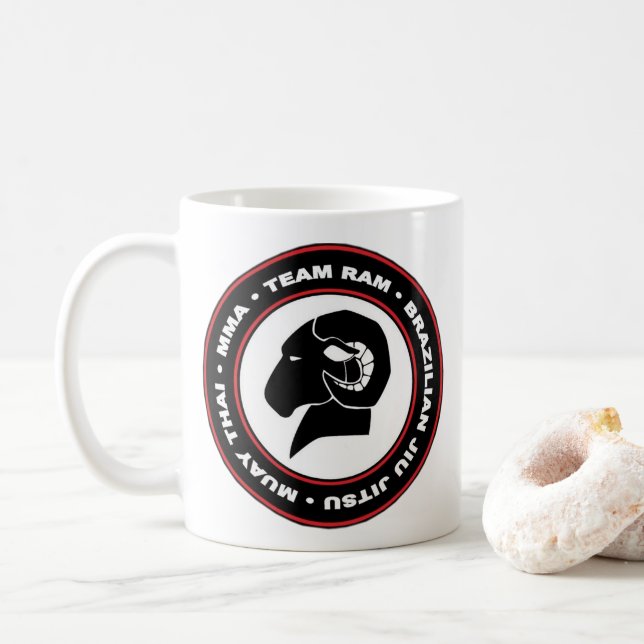 RAM Kaffee-Tassen-, Schwarzes und Roteslogo Tasse (Mit Donut)