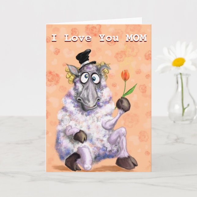 Ram mit Blume Funny Mother Day Card Karte (Kleine Pflanze)