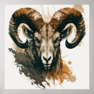 Ram Portrait Tiermalerei Kunst, Dichtung und Musik Poster