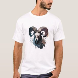 Ram Portrait Tiermalerei Kunst, Dichtung und Musik T-Shirt