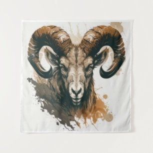 Ram Portrait Tiermalerei Kunst, Dichtung und Musik Wandteppich