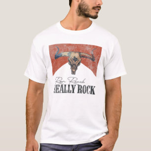 Ram Ranch Real Rock Bull Skull Western Land M T-Shirt