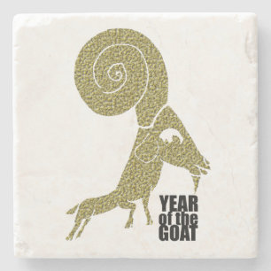 Ram Sheep Goat Year Chinese Zodiac Stone Untersetz Steinuntersetzer