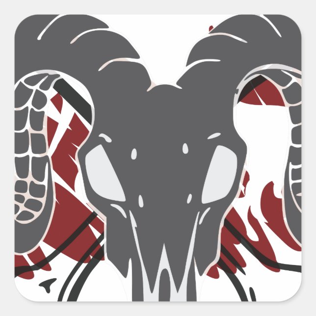 Ram skull art v1 quadratischer aufkleber (Vorderseite)