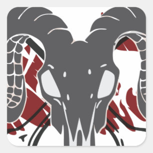 Ram skull art v1 quadratischer aufkleber