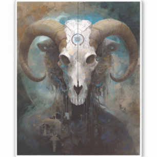 Ram Skull Surreal Fantasy Art Aufkleber