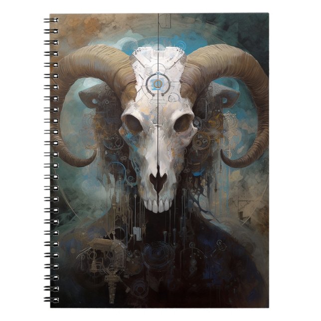 Ram Skull Surreal Fantasy Art Notizblock (Vorderseite)