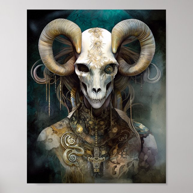 Ram Skull Surreal Fantasy Art Poster (Vorne)
