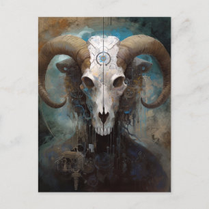 Ram Skull Surreal Fantasy Art Postkarte