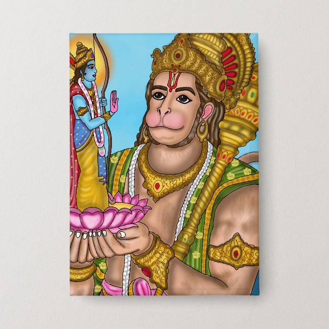 Ram und Hanuman Knopf Button (Vorderseite)