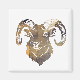 Ram Wildlife Nature Illustration Silhouette Style Magnet