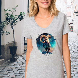 Ram Zodiac Symbol Celestis Fantasy Aries Womens T-Shirt